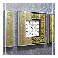 ساعت مربع قرآنی نقره ای طلایی