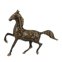 اسب برنجی برنزی مدل روی پا سیاه قلم