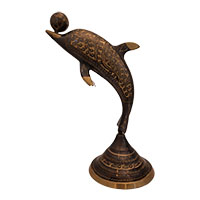 دلفین برنجی برنزی طرح ساده سایز 14 اینچ