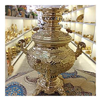 سماور عدسی طلایی گل مرغ ریز