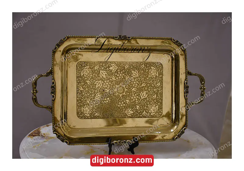 سینی دسته‌دار طرح گل سایز ۱۶