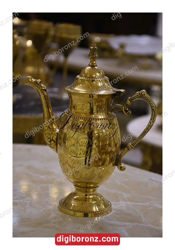 سرویس عصرانه خوری برنجی برنزی سه تیکه مدل قلم دست کشیده