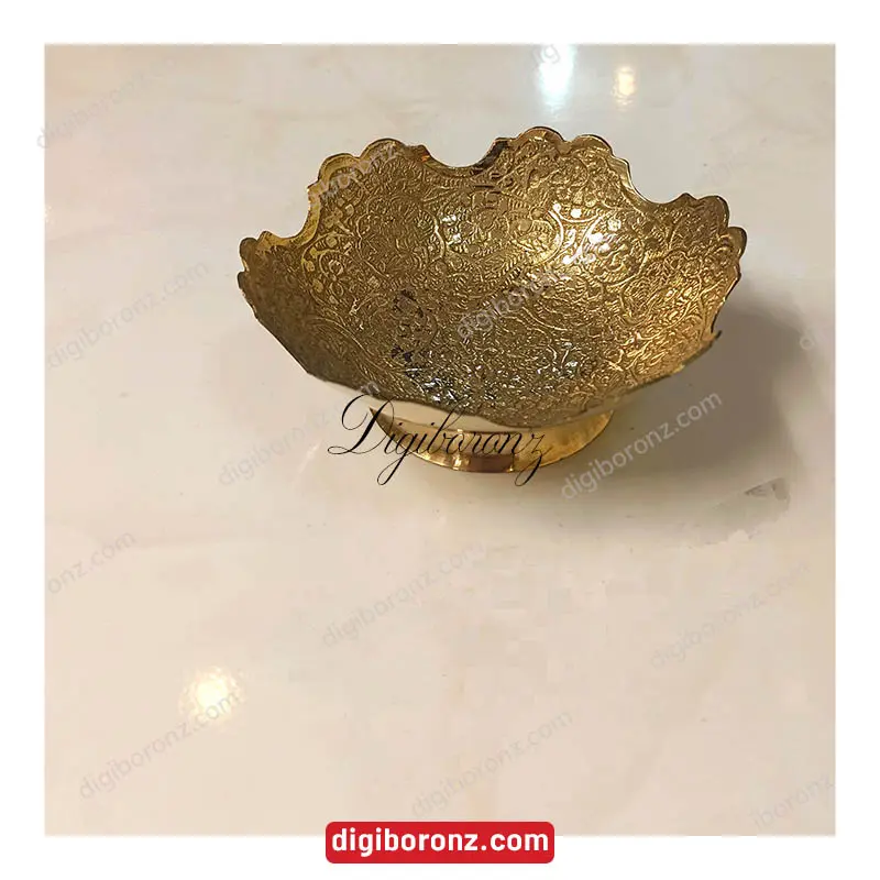 پیاله برنجی برنزی لب قلعه بدون پایه سایز بزرگ