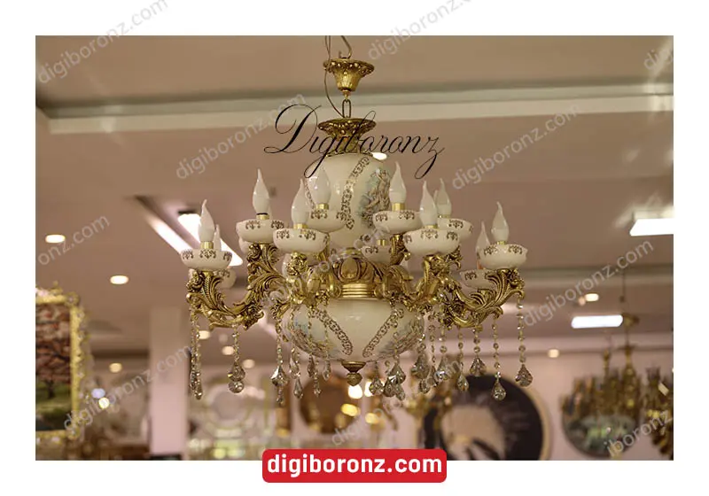 لوستر ۸ شاخه ۱۶ شعله سرامیکی