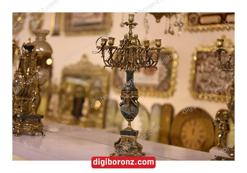 شمعدان برنجی برنزی مدل خروسی سبز رنگ