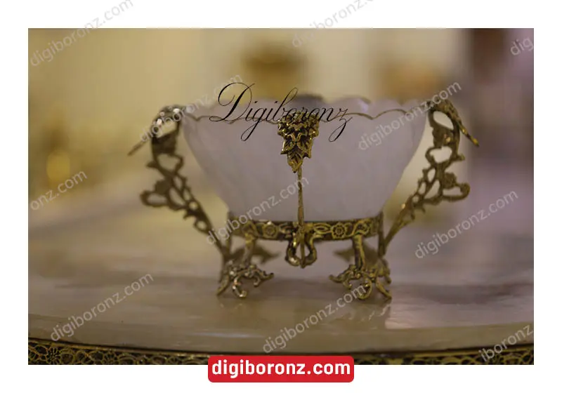 آجیل خوری سفید طلایی سرامیکی
