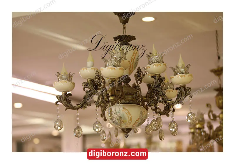 لوستر سرامیکی سفید لامپا