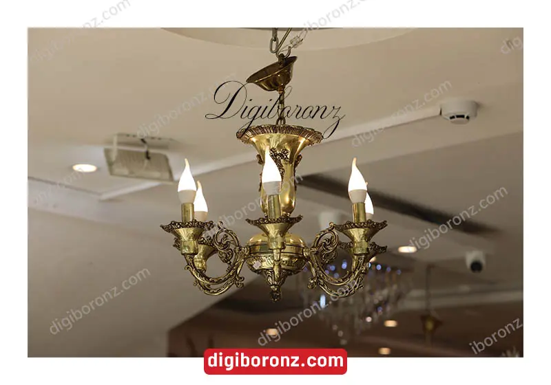 لوستر برنجی برنزی شش شاخه ۶ شعله