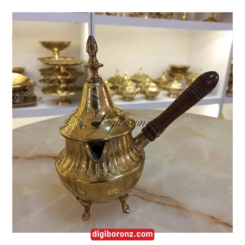 قهوه جوش طرح توپی دسته چوبی هندی