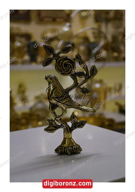 استند و مجسمه برنجی برنزی گل و بلبل