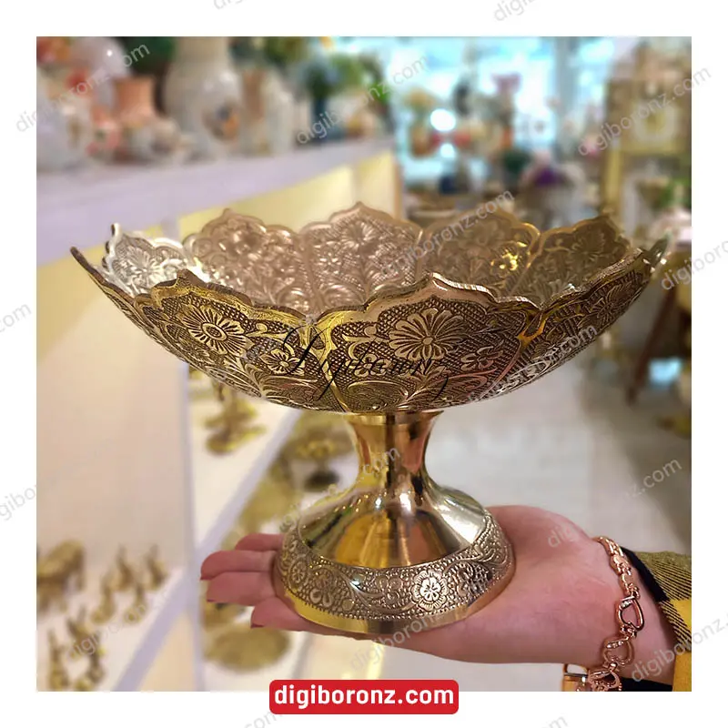 آجیل خوری برنجی برنزی مدل لوتوس سایز 10