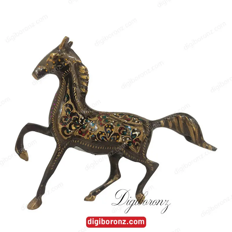 اسب برنجی برنزی مدل روی پا سیاه قلم