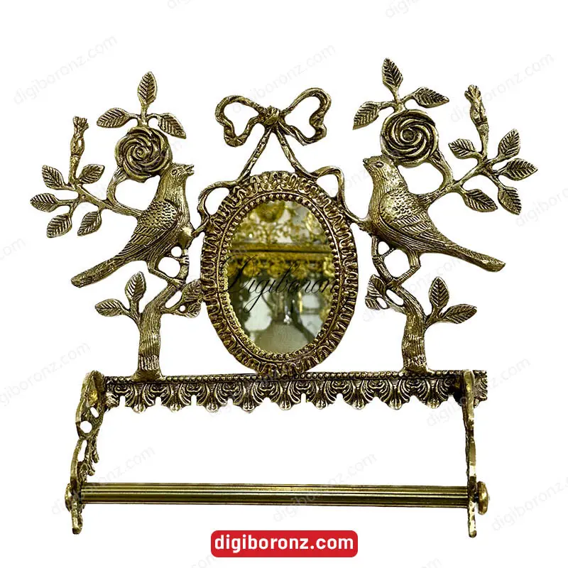 جاکلیدی برنجی برنزی گنجشک و آینه