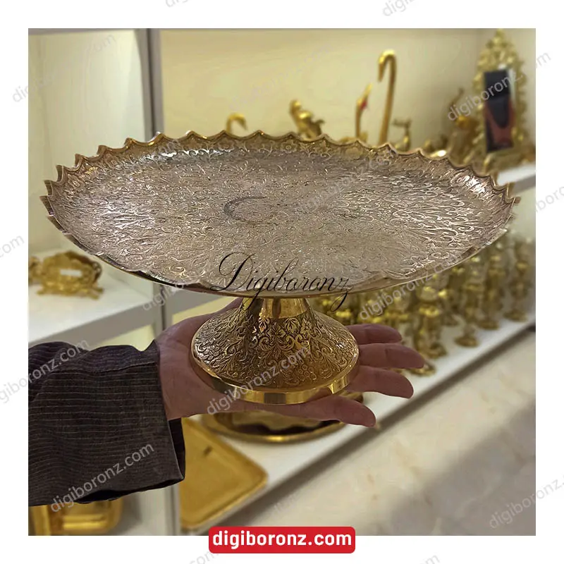 شیرینی خوری برنجی برنزی مدل مارشال 10 اینچ