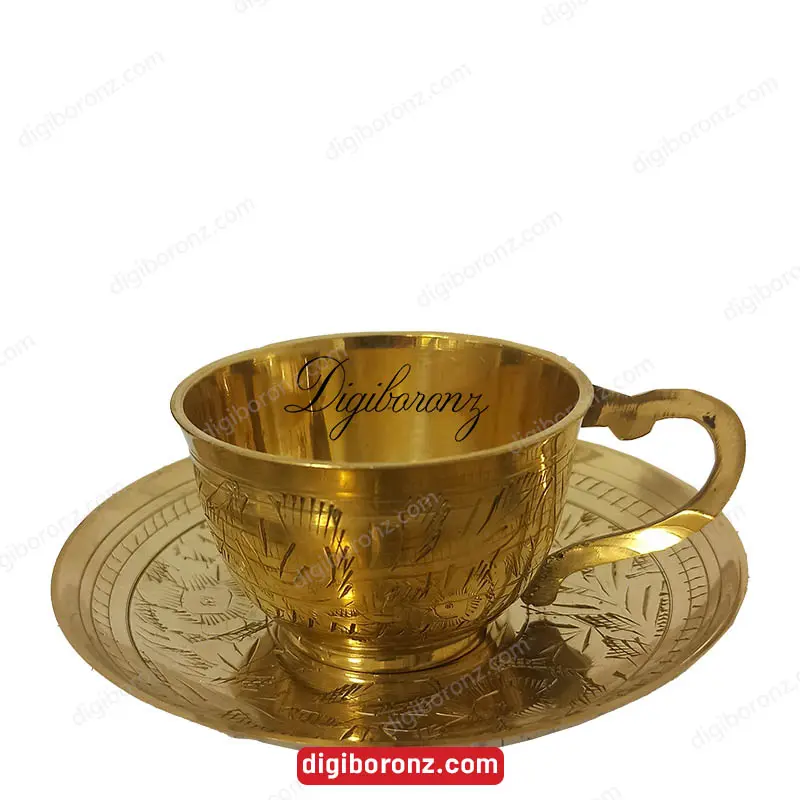 فنجان و نعلبکی برنجی برنزی مدل طرح دست