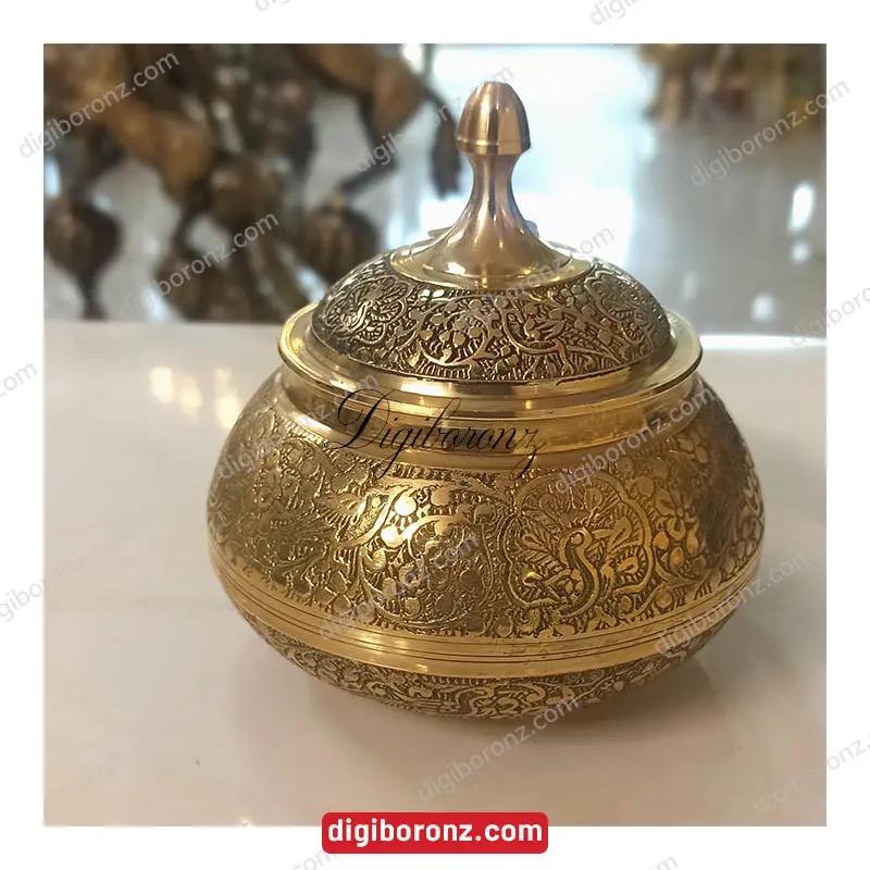 قندان برنجی برنزی فندقی 5 اینچ