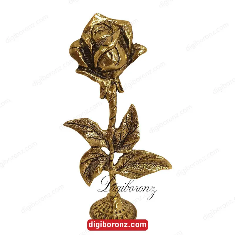 مجسمه برنجی برنزی گل رز پایه دار