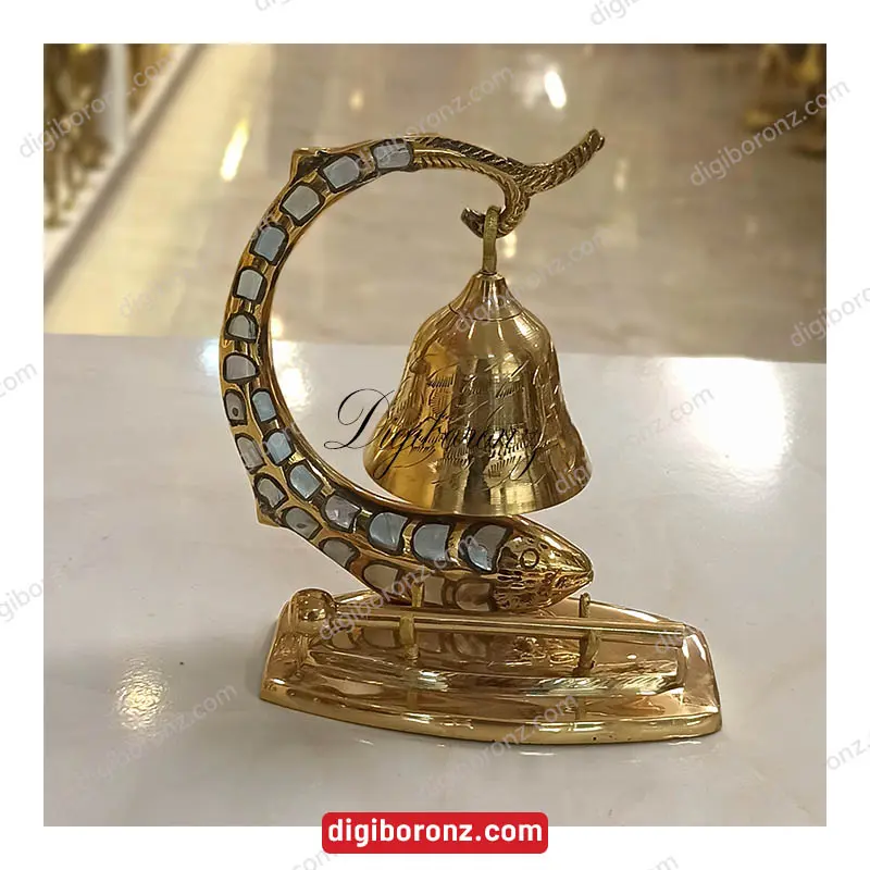 ناقوس برنجی برنزی هندی طرح ماهی سایز متوسط