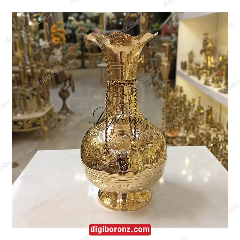 گلدان برنجی برنزی کراواتی قلم دست سایز 12